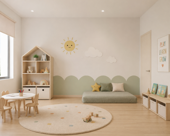The Little DreamScape Minimal Kids Playgroup Retreat Bedroom