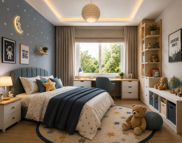 The Grand Royal FrostSky Blue & White Enchanted DreamKids Luxury Bedroom Retrea