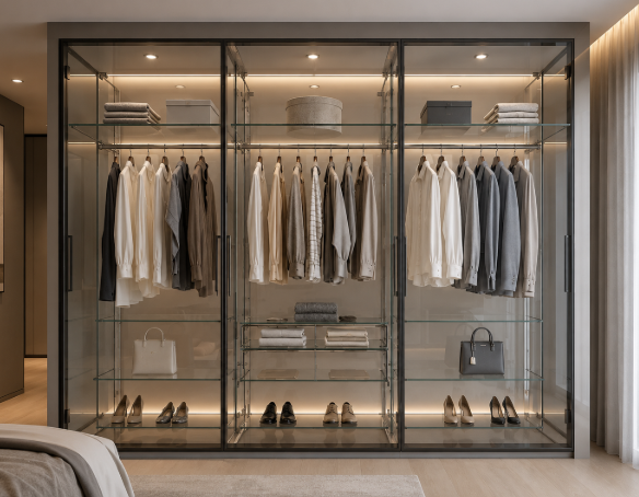 The Imperial Crystal Luxe Contemporary Glass Wardrobe Suite