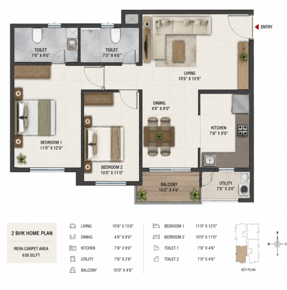 The UrbanNest Harmony 2BHK Contemporary Family Residence