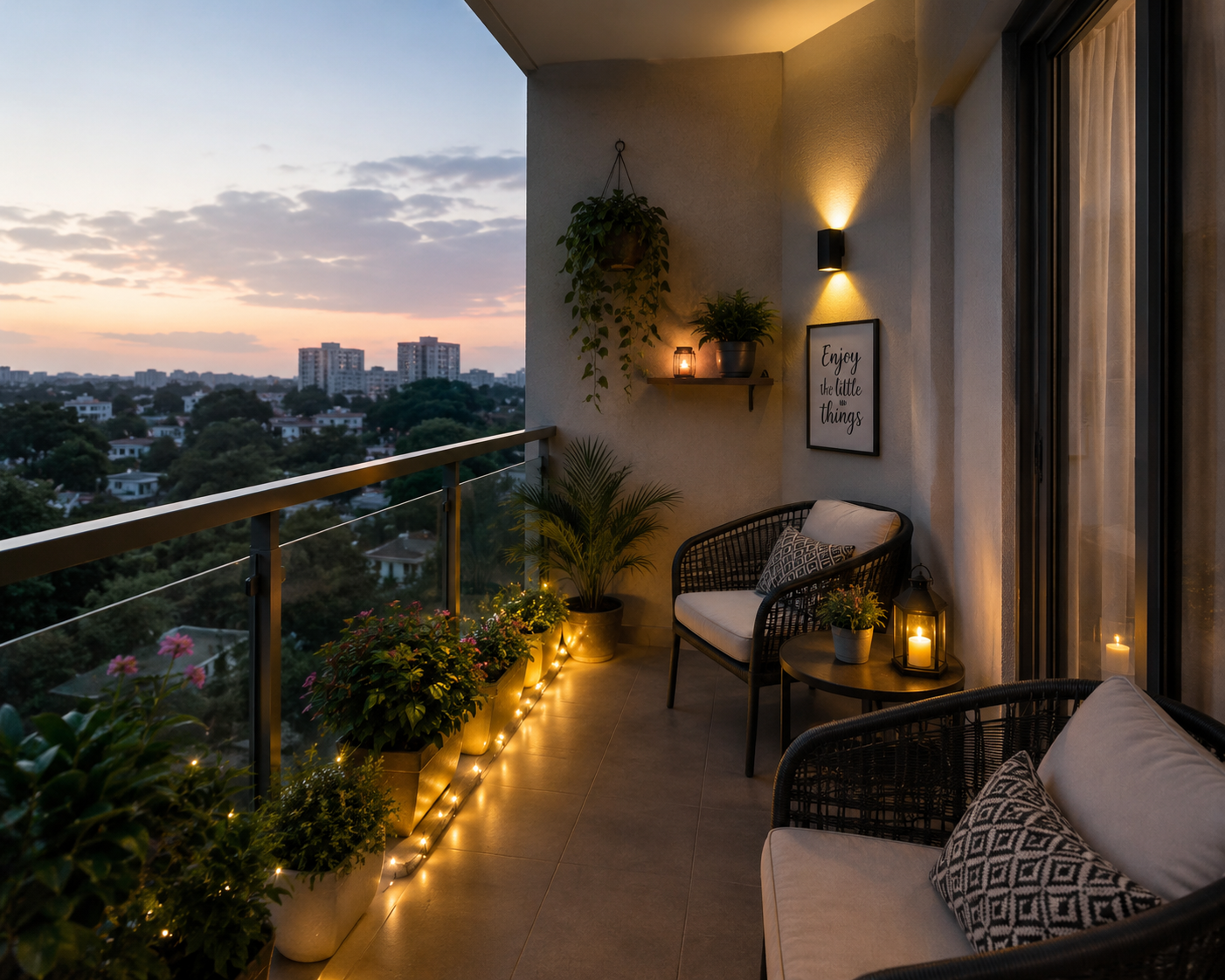 The Serene Skyline Retreat – Contemporary Luxury Balcony Lounge for Modern Urban Living