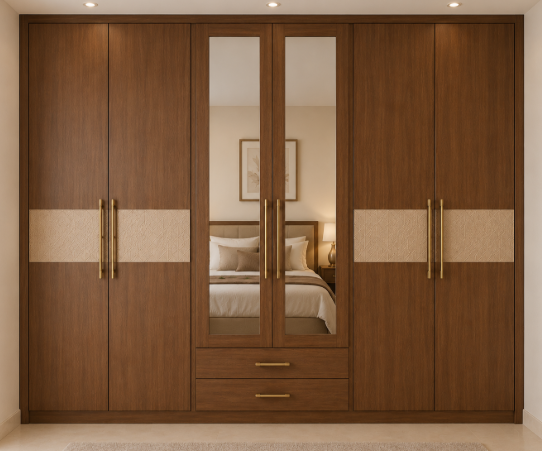 The Royal Walnut Mirrorline Modular Wardrobe